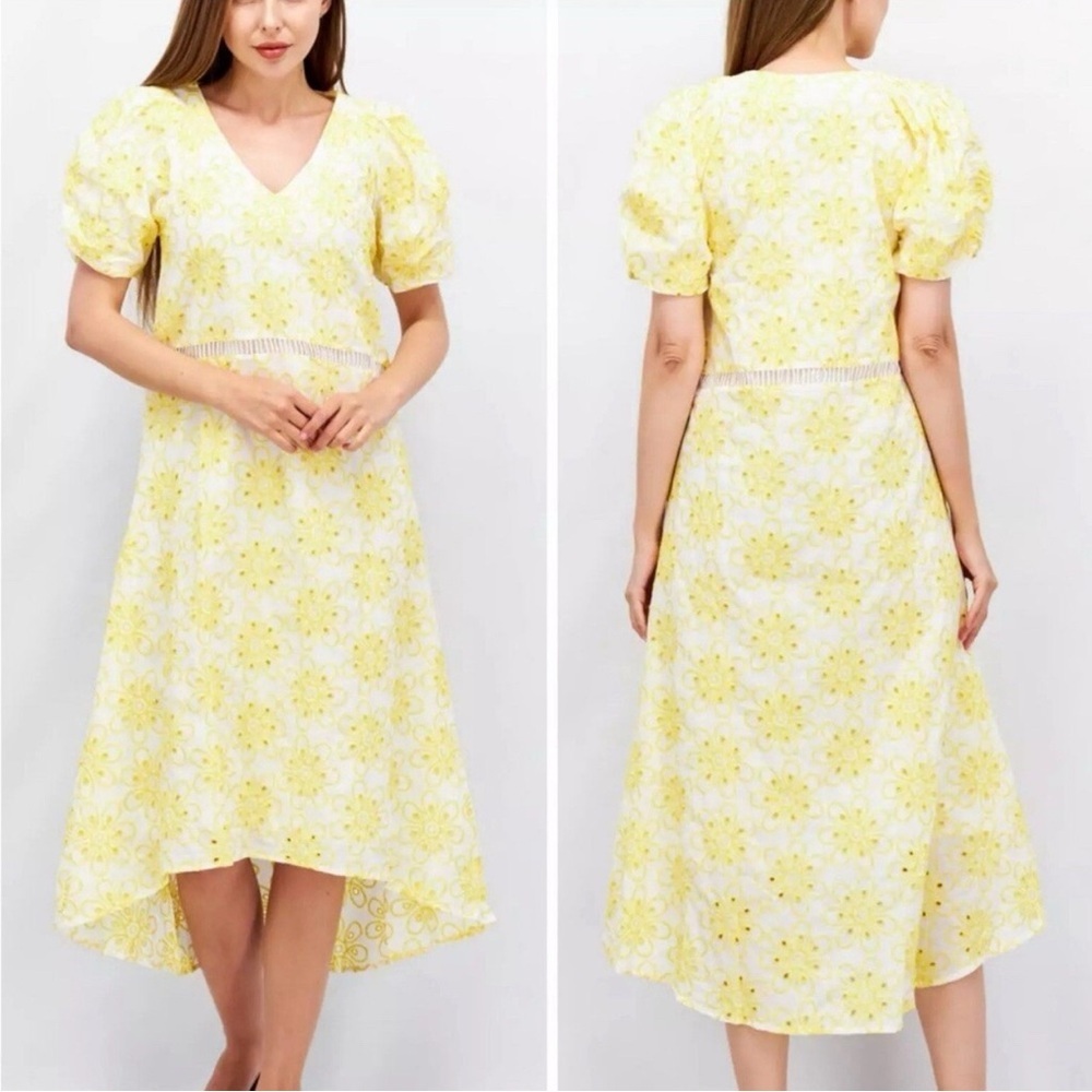 Labelrail x Olivia & Alice, size 6, Yellow Floral Puff Sleeve Dress, Coastal‎